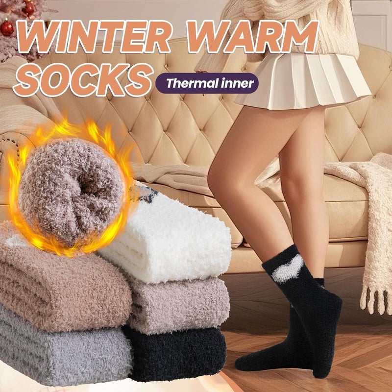 AMENLAN Store Women Fuzzy Slipper Socks Winter Microfiber Soft Cozy Plush Fluffy Socks Warm Comfy Thermal Home Sleeping Socks - Image 2